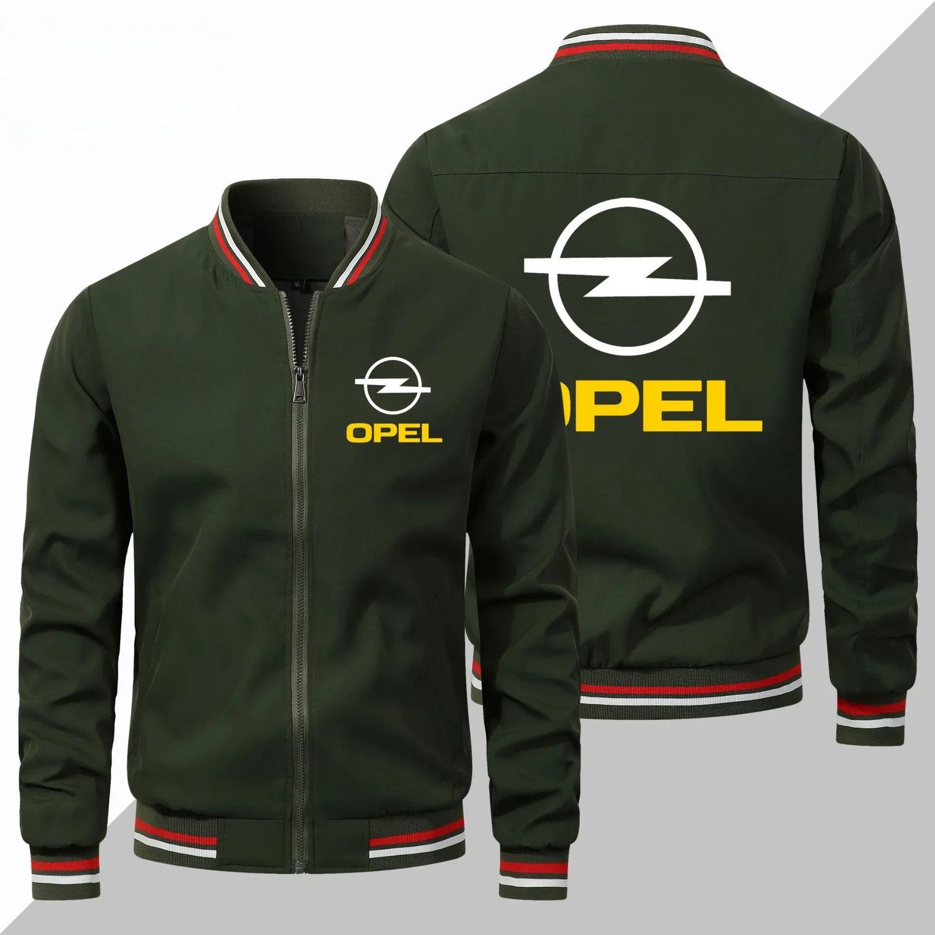 Spring Thin Casual Opel Car Logo Printed Jacket Men's Zipper White