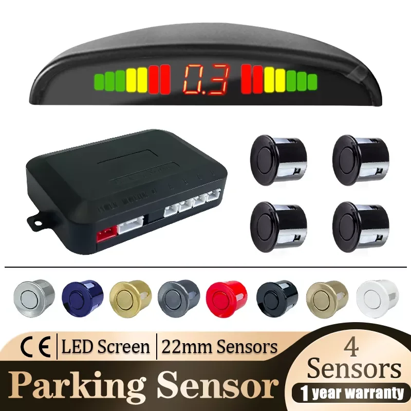 

Sensor Parking Kit LED Display 22mm 4 Sensors Backlight Reverse Backup Radar Monitoring System 8 Colors 12V