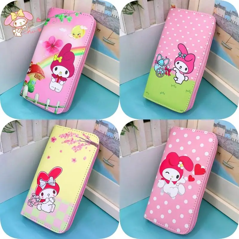 

Kawaii Anime Sanrios My Melody Series Cute Cartoon Zipper Wallet Pu Coin Purses Card Holder Foldable Portable Storage Bag Female