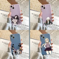 anime danganronpa phone case gray and purple for apple iphone 12pro 13 11 pro max mini xs x xr 7 8 6 6s plus se 2020 cover