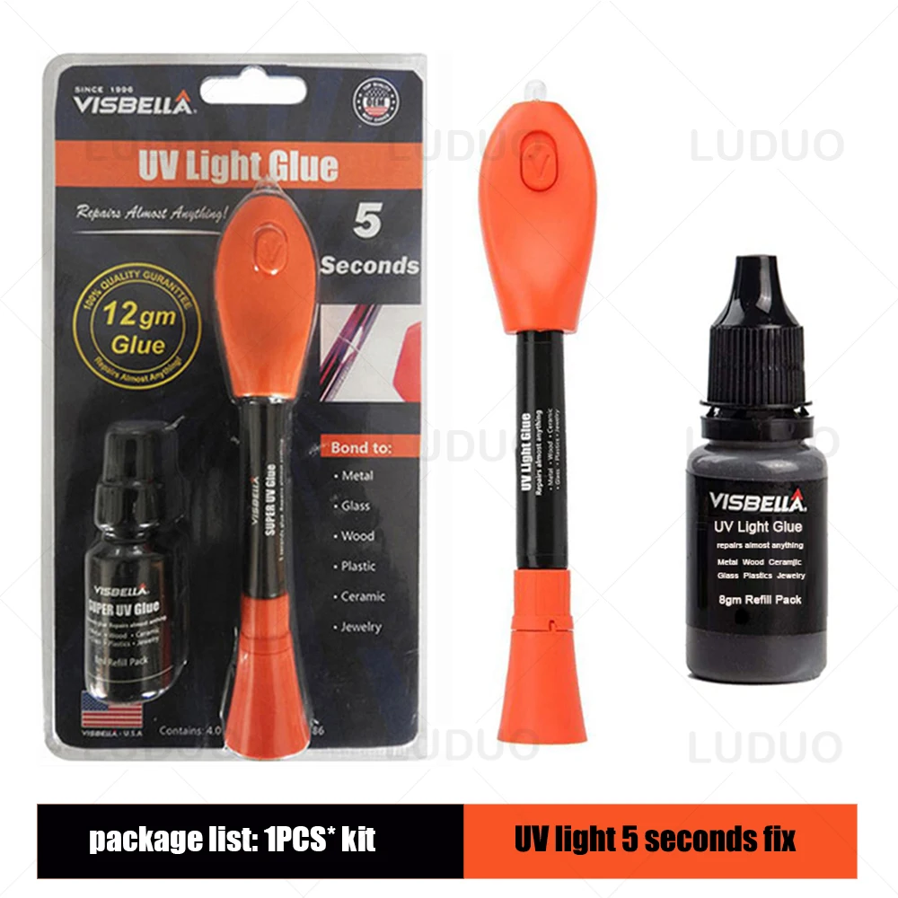 

UV Light Liquid Universal Welding Glue 5 Second Fix Caulk Adhesives Sealers for Glass Plastic Wood Ceramics Metal LED Repair kit