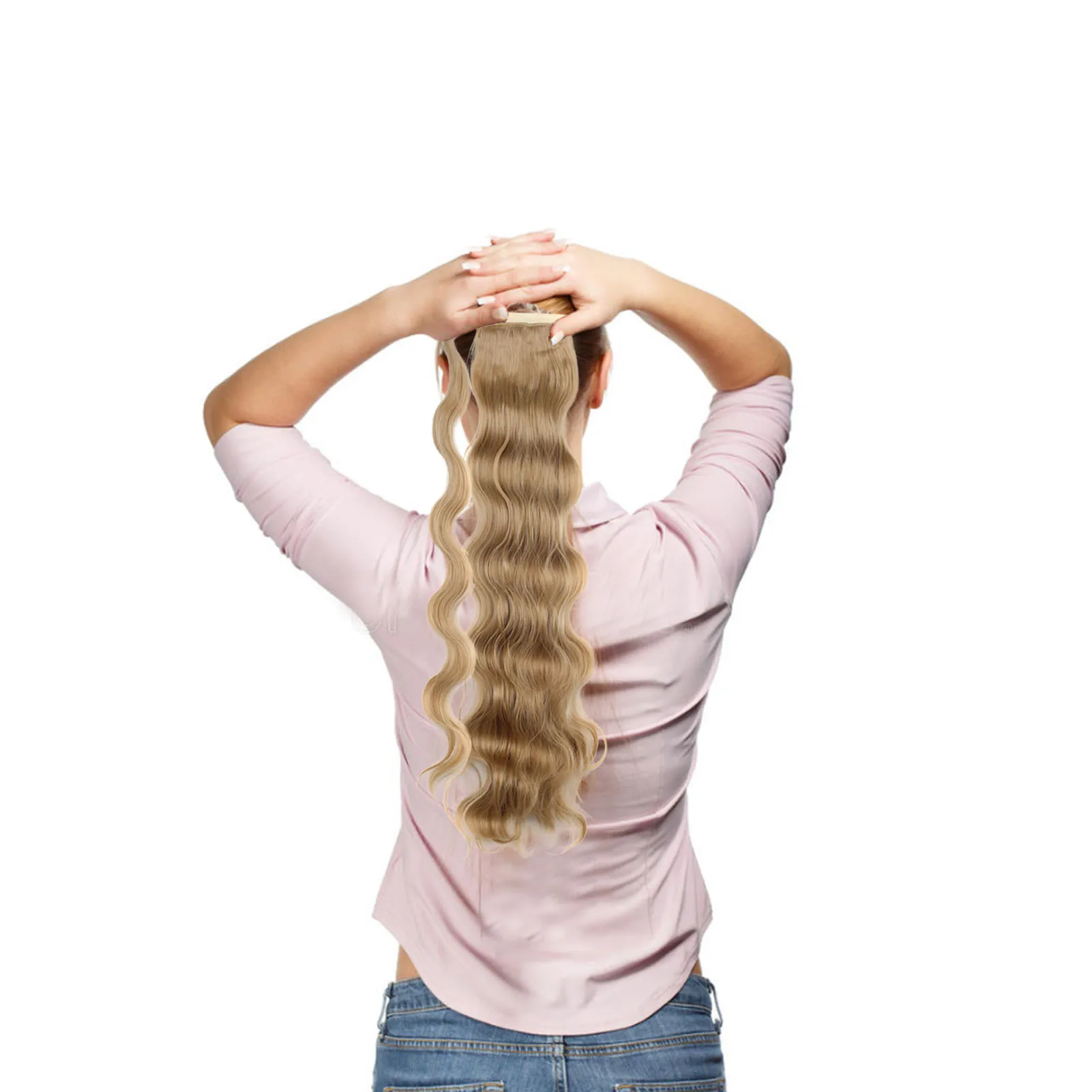 

Ponytail Extension Clip in Ponytail Hair Extensions Curly Wavy for Thin Hair 24 Inch Long Wrap around Human Hair Clip on