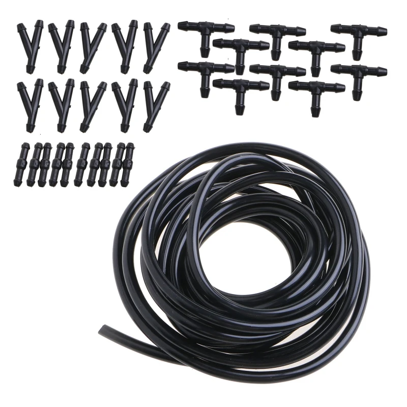 Car Washer Fluid Hose Kit Hose Windshield Jet Spray Wiper Tube Replace with 30x Connectors to Connect Water Pump Nozzles