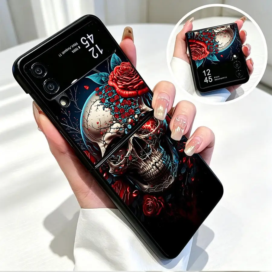 Фото Чехол для телефона Samsung Galaxy Z Flip 8 Z Flip 7 6 5 4 Z Flip4 ZFlip8 ZFlip7 FE Z Flip6 Z Flip5 Cool Dark Skull №3