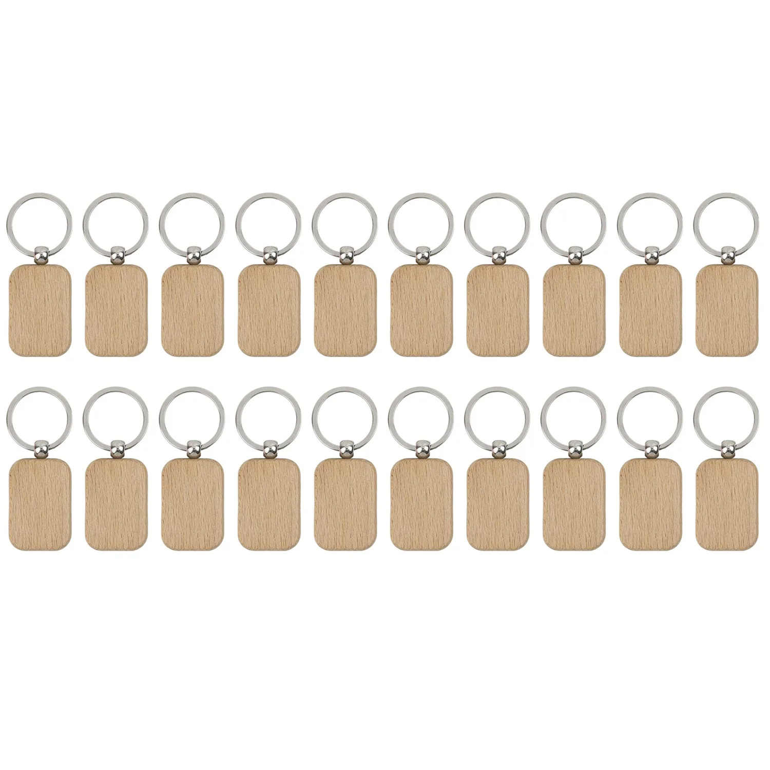 

20Pcs Blank Wooden Wooden Keychain Diy Wooden Keychain Key Tag Anti-Lost Wood Accessories Gift