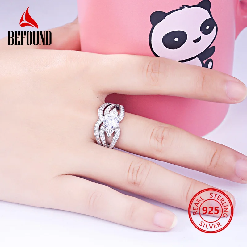

1.2ct Round Brilliant Cut Rings for Women 925 Silver Match Small Stone V Shape Womens Ring Set 2pcs Special Design Fine Jewelry