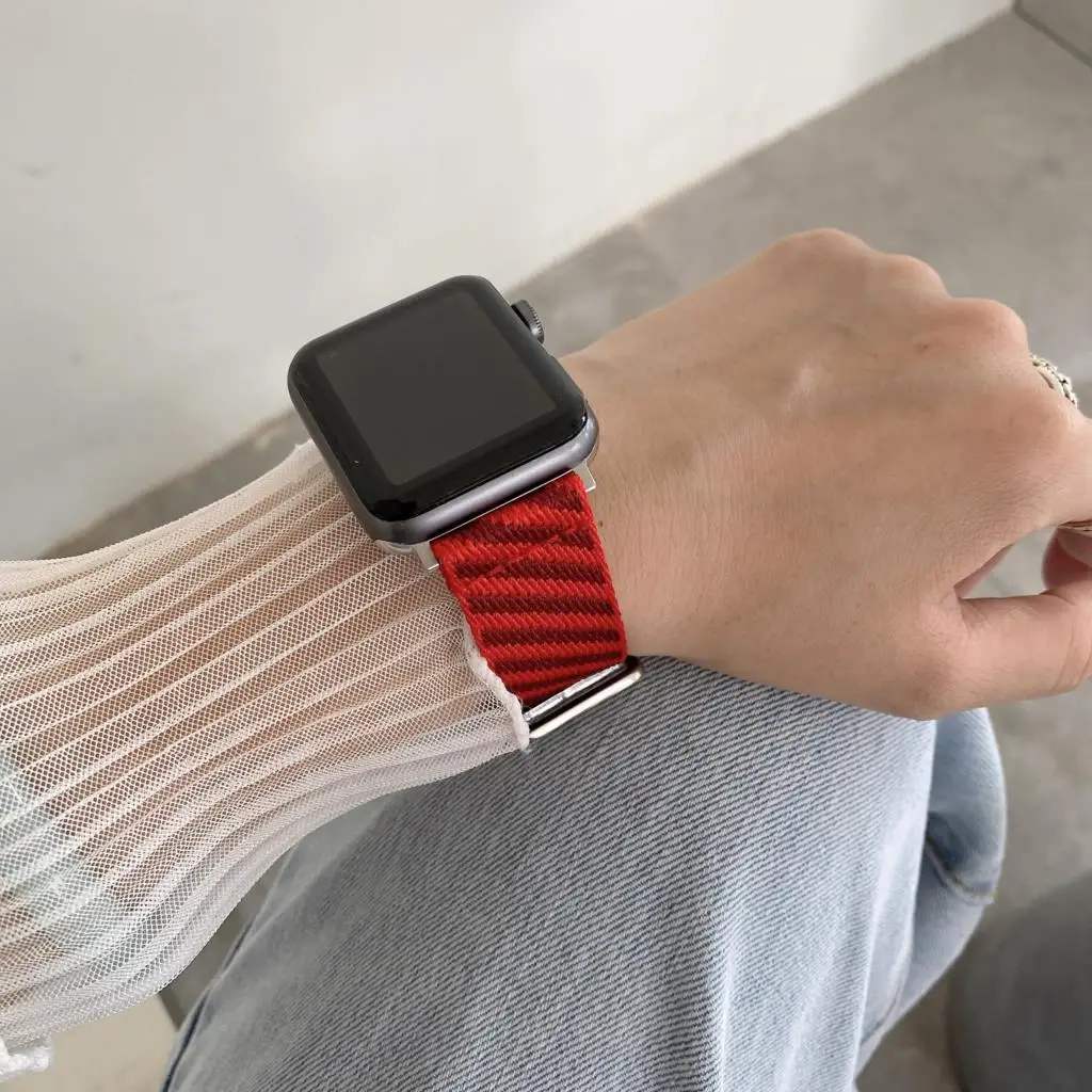 Ремешок прыгающий для Apple Watch Band 44 мм 40 45 мм/41 42 38 нейлоновый плетеный браслет iwatch 5 4