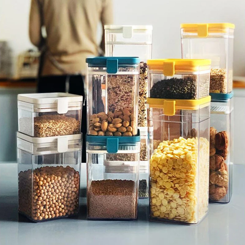 

Grain Multi-grain Screen Sealed Jar Square Moisture-proof Refrigerator Fresh-keeping Storage Box Supplies Dropship