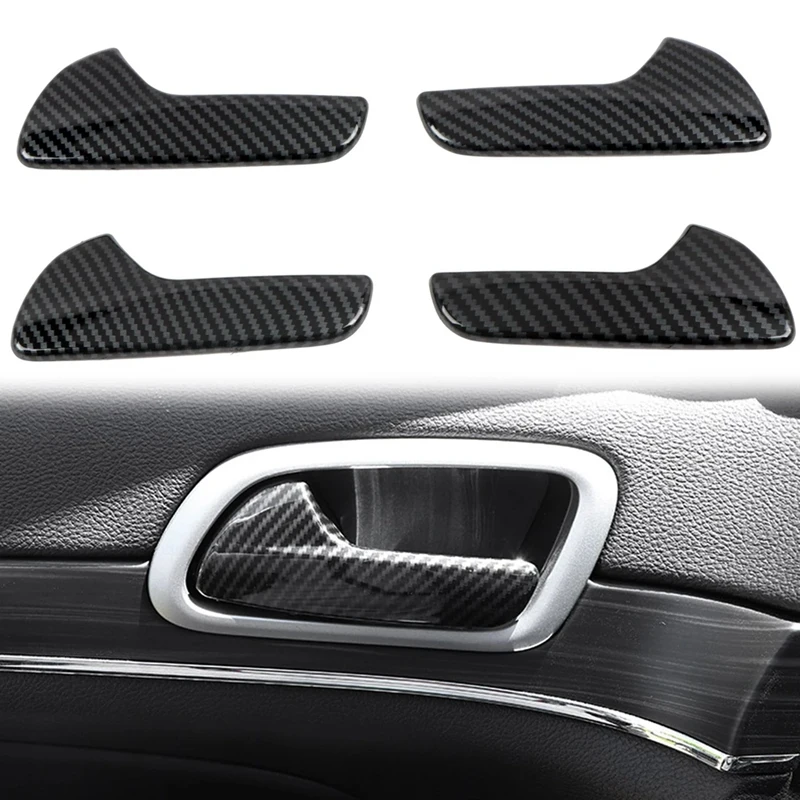 

4Pcs Carbon Fiber Car Inner Door Handle Trim Pull Grab Panel Handle Cover for Dodge Durango 2011-2022
