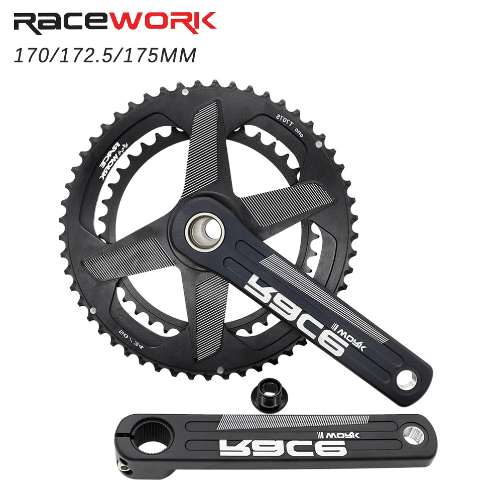 

RACEWORK Bicycle Crankset 50-34T/52-36T/53-39T Double Chainwheel Road Bike 10/11/12 Speed 170/172.5/175mm Crank Parts