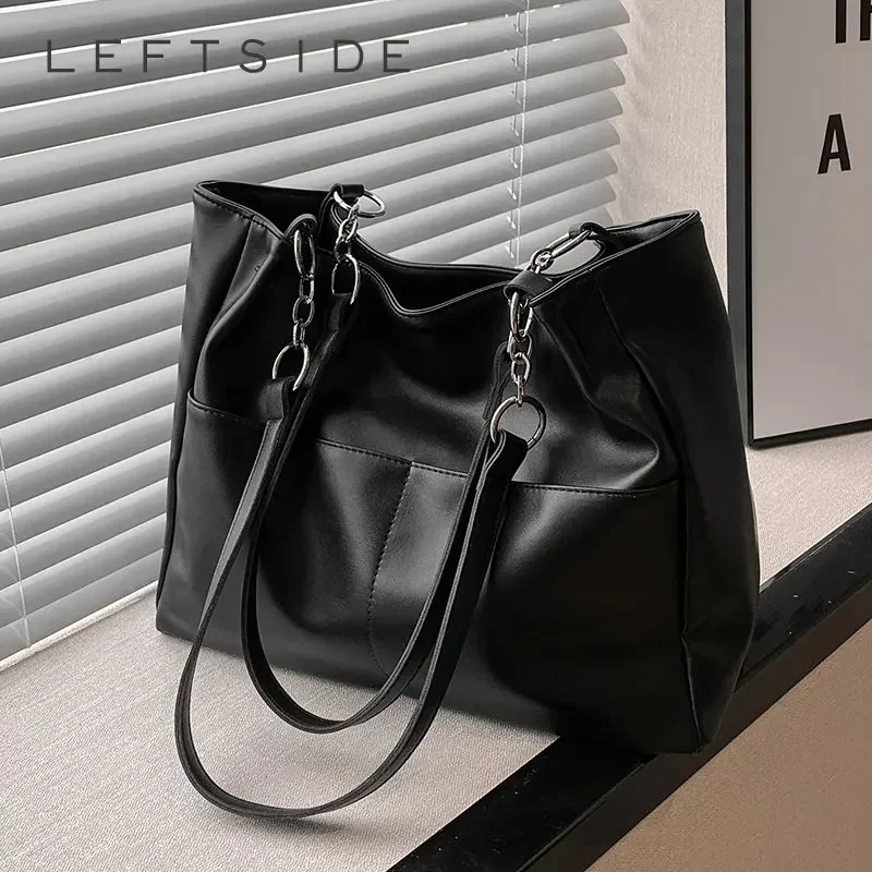 

Capacity Handbags Vintage Big Shoulder Latest Color Solid Simple Totes 2023 Large PU The Leather Bags Side For Women Travel