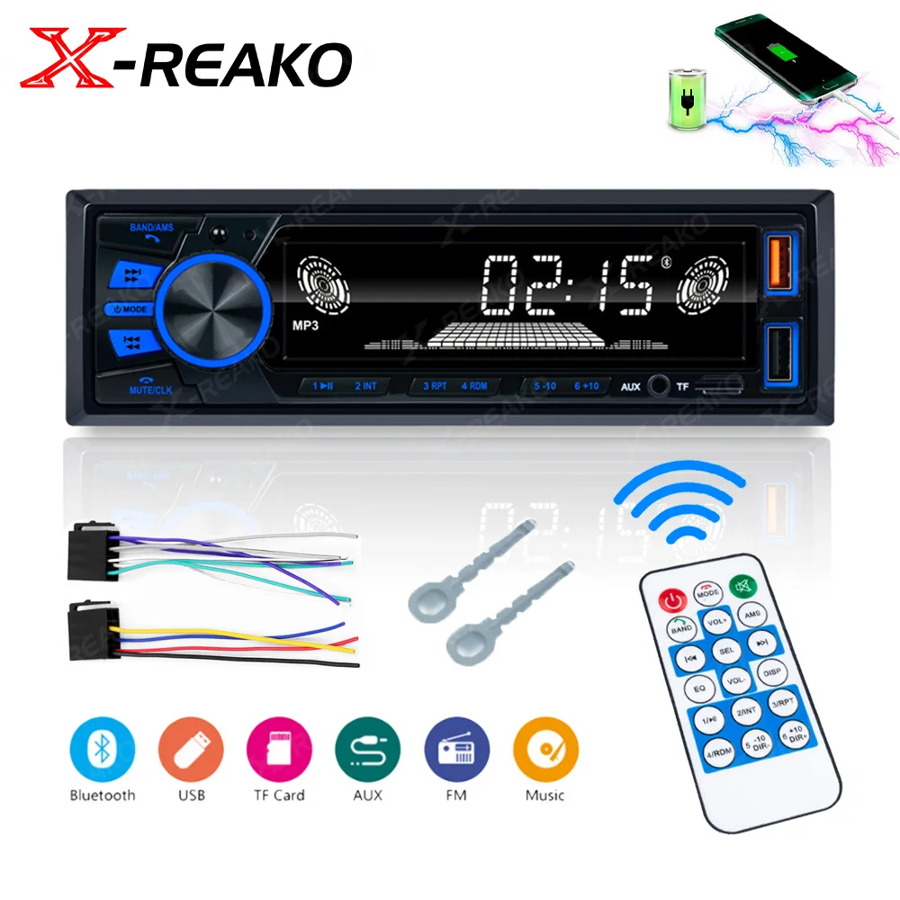 

X-REAKO Car Radio with AUX input USB Charging Function BT SD with Wireless Steering Wheel Remote Control 820 MP3 Player FM Tune