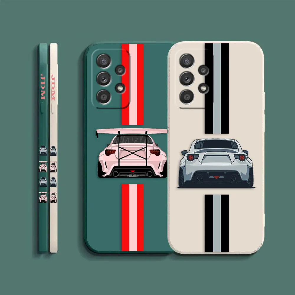Case For Samsung Galaxy A91 A14 A73 A72 A71 A53 A52 A51 A42 A33 A32 A22 A21S A715F A52S A22S 4G 5G Case Pink Silver Sports Car