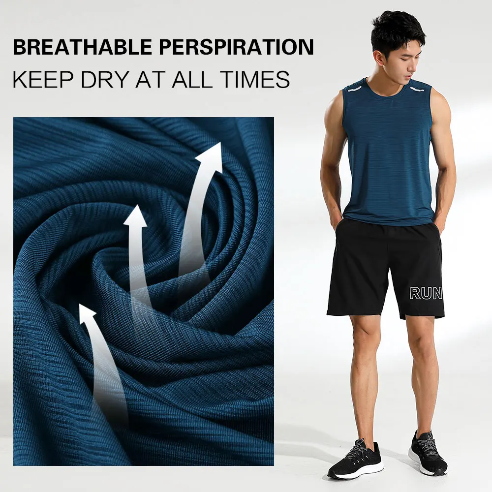 2022 Summer Men's Vest Breathable Sweat Sleeveless Shirts Sports Vest Quick Dry Fitness Tank Top Polyester Bodybuilding Shirts