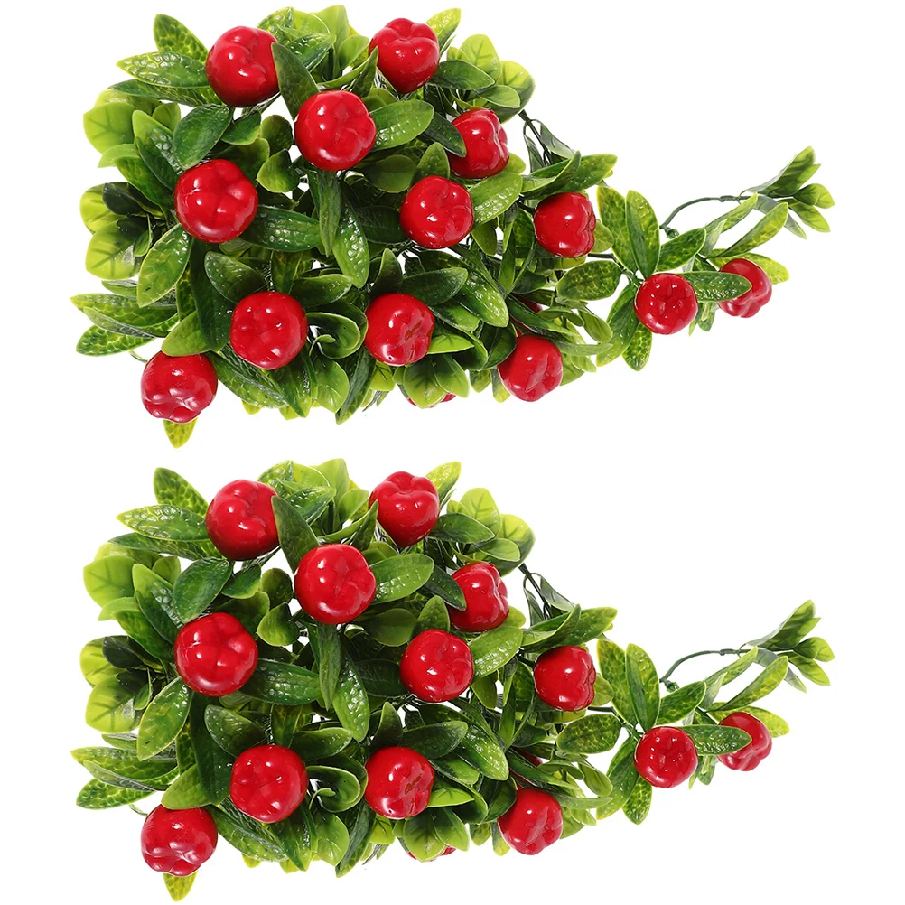 

2 Pcs Home Decor Imitation Fruit Vine Artificial Fruits Decorate Faux Wall Realistic Fake Child