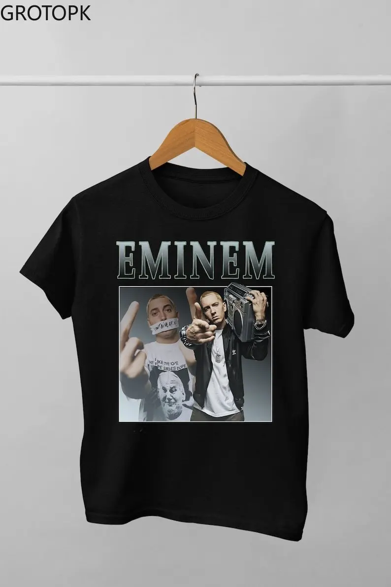 

Футболка Eminem с принтом, Высококачественная хлопковая футболка, одежда в готическом стиле унисекс, футболки с коротким рукавом в Корейском с...