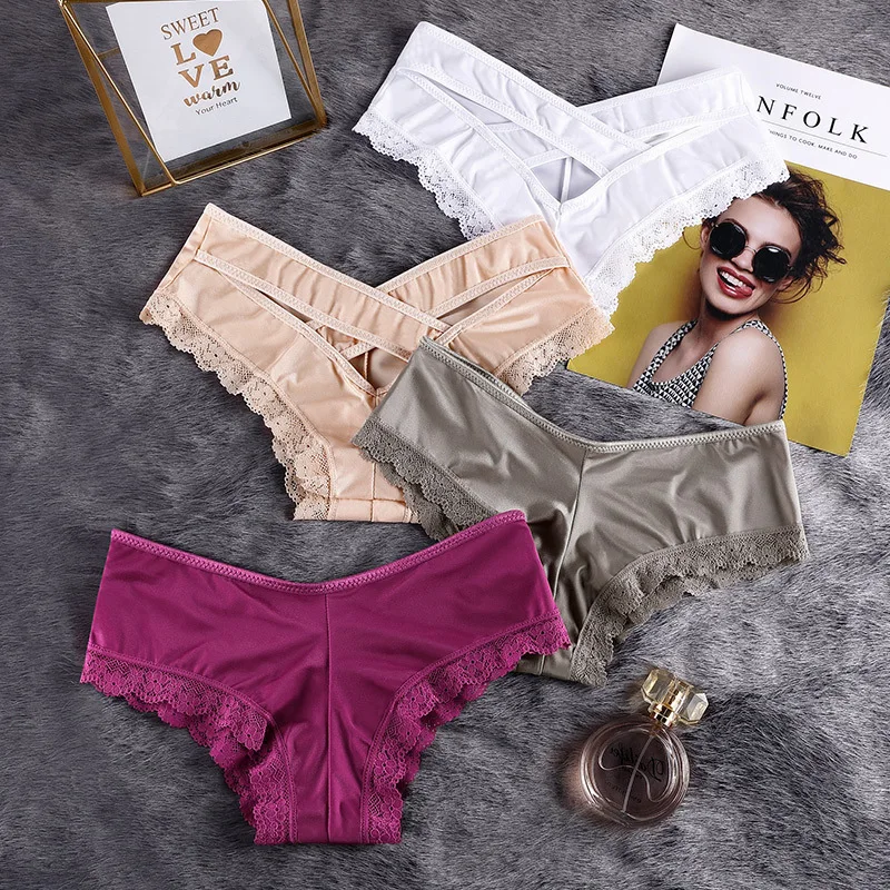 3 шт./компл. сексуальные шелковые трусики женские с заниженной талией ажурные