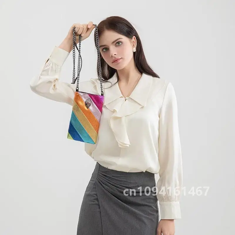 Дизайнерская сумка на плечо Kurt Geiger новинка 2024 модная цепочка в радужную полоску