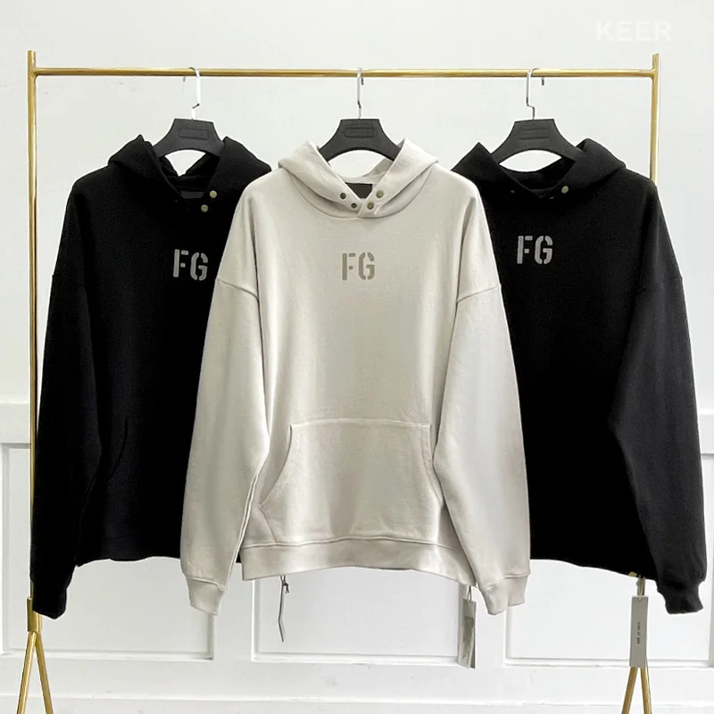 

Fw21 New Season 7 High Street Sweatshirt FG Flocking Logo 100% Cotton Hip Hop Loose Oversize Unisex Fashion Hoodie