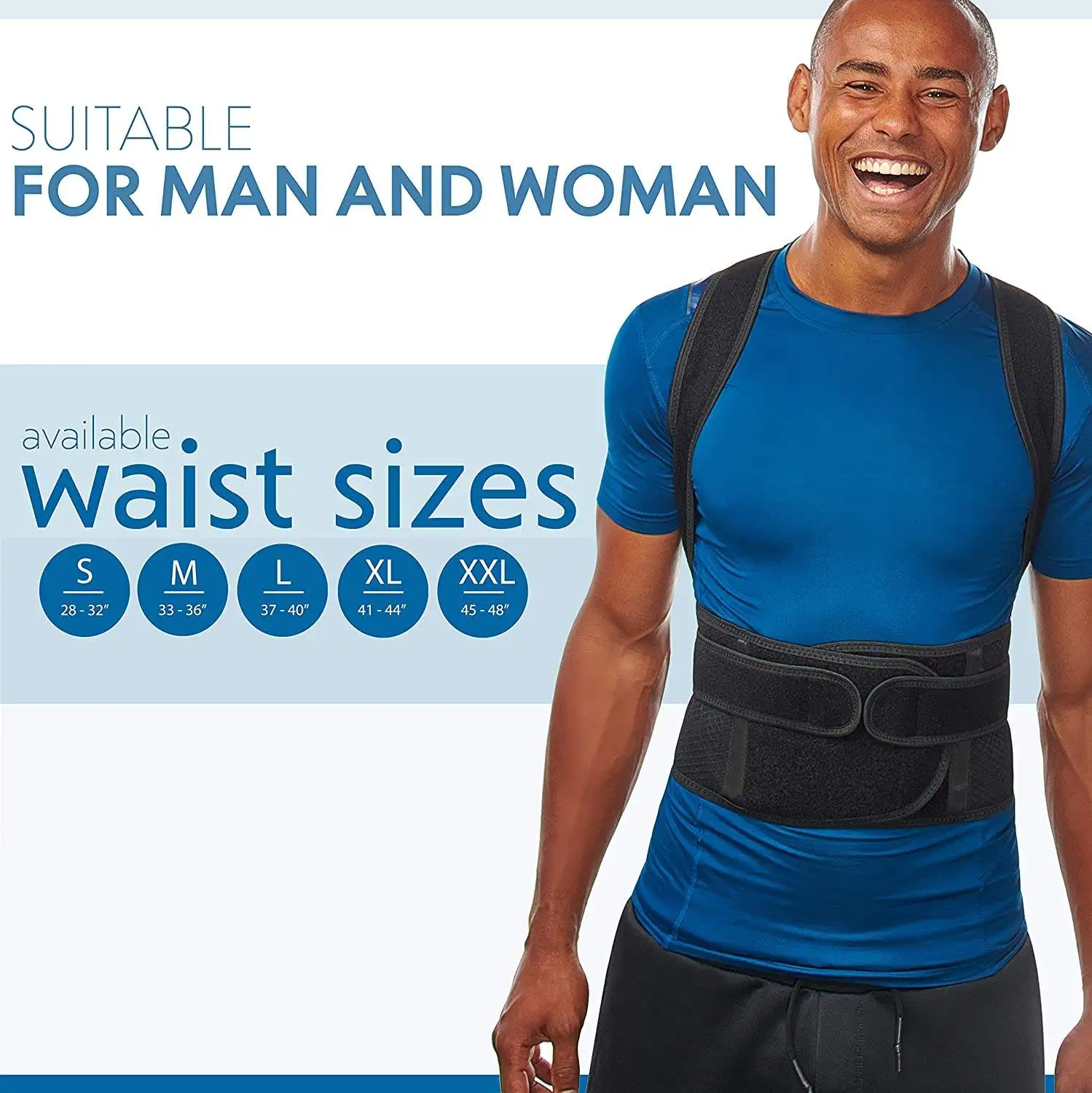 

Adjustable double support shoulder and back brace posture corrector