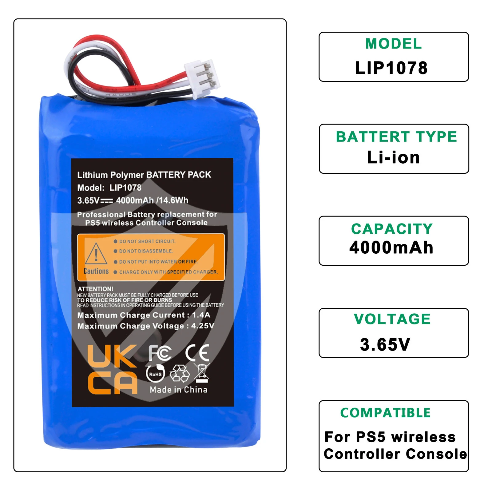 Аккумулятор LIP1708 PS5 на 4000 мА · ч для игрового контроллера Sony PlayStation 5 DualSense