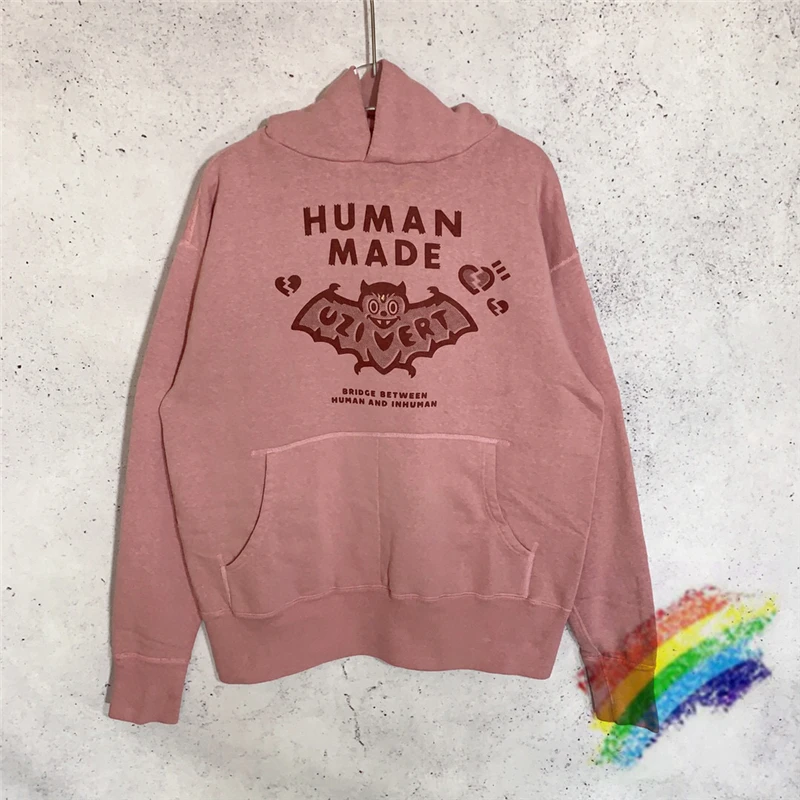 

Men Women 1:1 Best Quality Heavy Fabric Vintage Human Made Hoodie Bat Pattern Human Made Pullover Oversized Sweatshirts Hood
