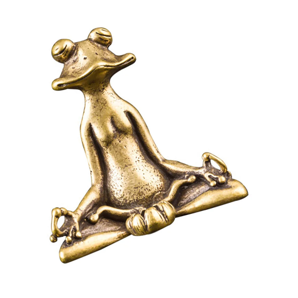 

Yoga Statue Decor Figurines Tea Adornment Zen Pet Crafts Mascotanimal Personalized Craft Copper Shaped Brass Wealth Shelf