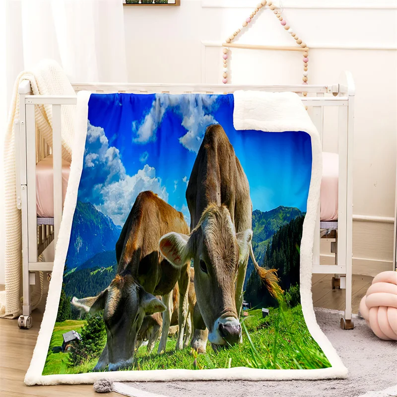 

Cows Winter Home Blanket Thick Warm Winter Bed Blankets Office Nap Shawl Sofa Cover Fluffy Bedspread On The Bed