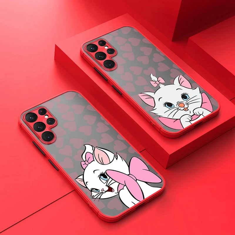 

Cute The Aristocats Marie Cat Cover For Samsung S23 S22 S21 Ultra S20 FE S10E Lite Plus Frosted Translucent Matte Phone Case