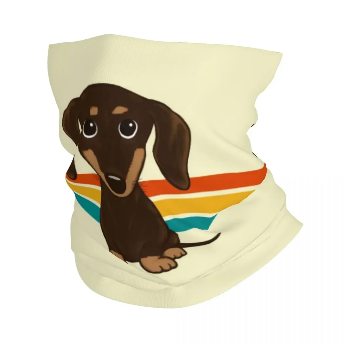 

Cute Chocolate Dachshund Neck Gaiter Men Women UV Protection Winter Cartoon Wiener Dog Bandana Scarf for Ski