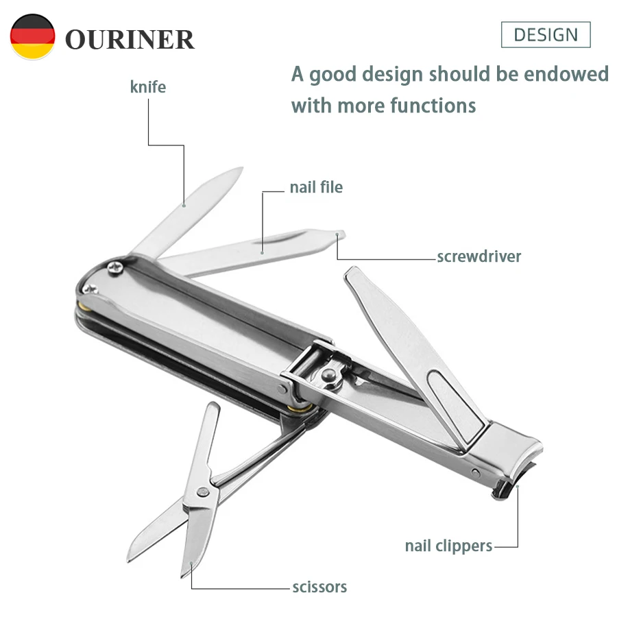 

5-In-1 Multifunctional Nail Clippers Nail clippers Folding Stainless Steel Nail Clippers Keychain Manicure Tool Portable