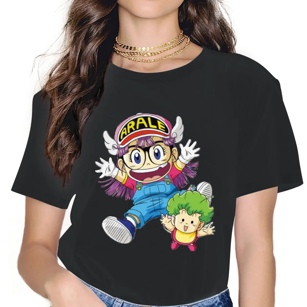 

Arale Norimaki Kawaii Девушки Женщины Футболка Dr Slump Norimaki Arare мультфильмы аниме 5XL Blusas Harajuku повседневные топы с коротким рукавом