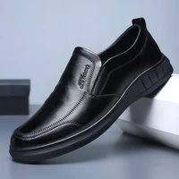 2022 new leather shoes mens black casual shoes slip on shoes soft bottom non slip dad driving shoes business casual loafers