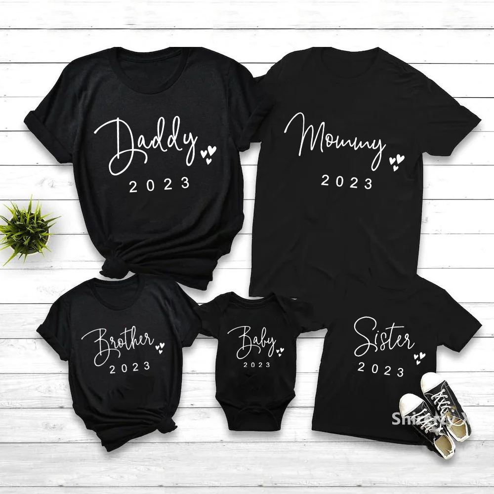 

Funny Daddy Mommy Brother Sister Baby 2023/2022 Family Matching Clothes Cotton Dad Mom Kids T-shirts Baby Bodysuit Family Look