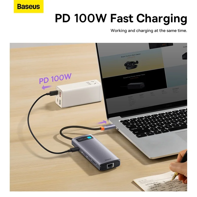 Baseus USB C HUB Type к 3 0 HDMI-совместимый RJ45 PD100W адаптер 9 в 1 Type-C для Macbook Air Pro iPad |