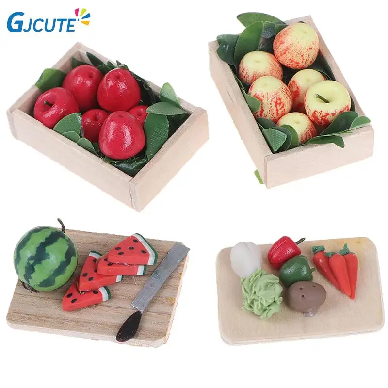 

1:12 Dollhouse Miniature Mini Fruit vegetables Box Food Toy 4 Styles
