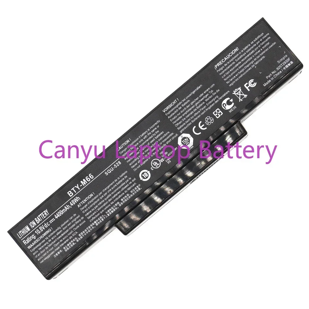 2024 BTY-M66 10 8 В 4400 мАч 48 Втч для MSI SQU-528 M655 M660 M662 M670 M677 CR400 PR600 PR620 GX400 GX600 GX610 Аккумулятор