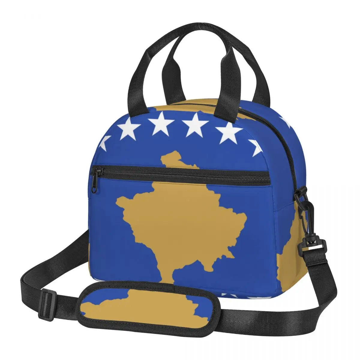 

Fresh Cooler Bag Flag Of Kosovo Portable Thermal Lunch Bag For Women Lunch Box Tote Food Bag