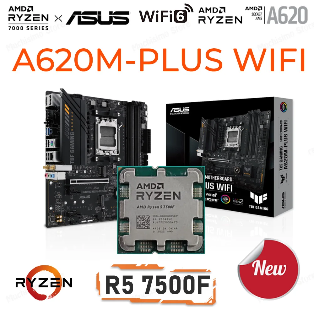 

Комбинированная материнская плата Ryzen R5 7500F для Asus TUF GAMING A620M-PLUS WIFI DDR5 PCI-E 4,0 M.2 DDR5 Desktop 2.5GbE