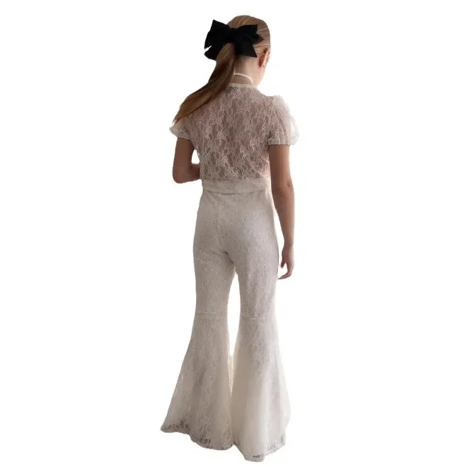 Кружевной комплект весна-лето 2024 новая кружевная рубашка с объемными рукавами