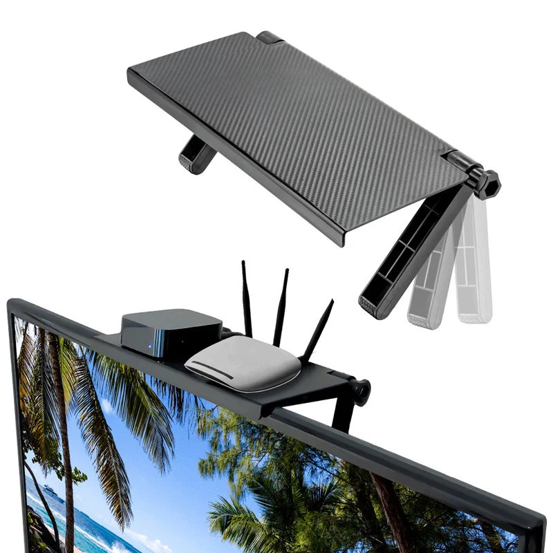 

1pcs Adjustable TV Screen Top Storage Shelf Bracket Computer Monitor Desk TV Stand Holder Display Rack Storage Shelf