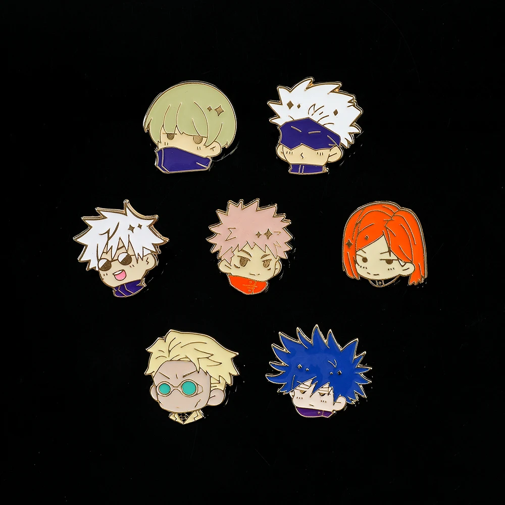 

Булавка в виде головы юютсу кайсена Чиби, булавки в стиле аниме для рюкзака, милые Металлические Значки для одежды, аксессуары, модные ювелирные изделия в подарок