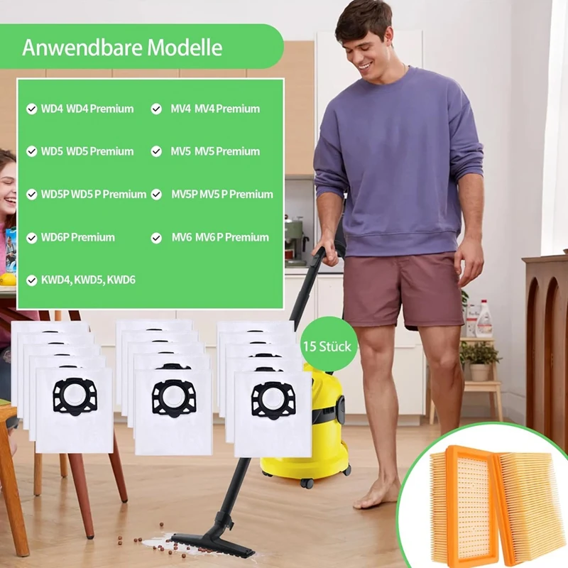 Мешки для пылесоса 2 863-006.0 фильтр Karcher WD4 WD5 WD6 WD5P WD6P запасные части премиум-класса