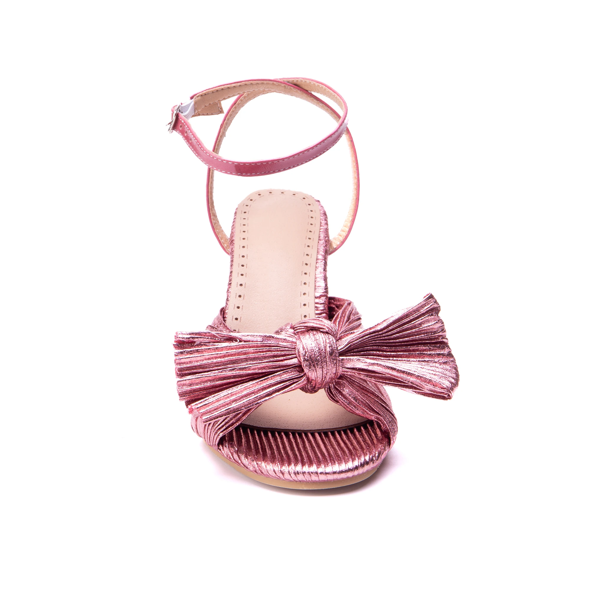 Stylish Sandals Women Size 34-51 Bling Bling Satin Shoes Summer 2023 Round Heels Sweet Butterfly Knot Princess Pumps