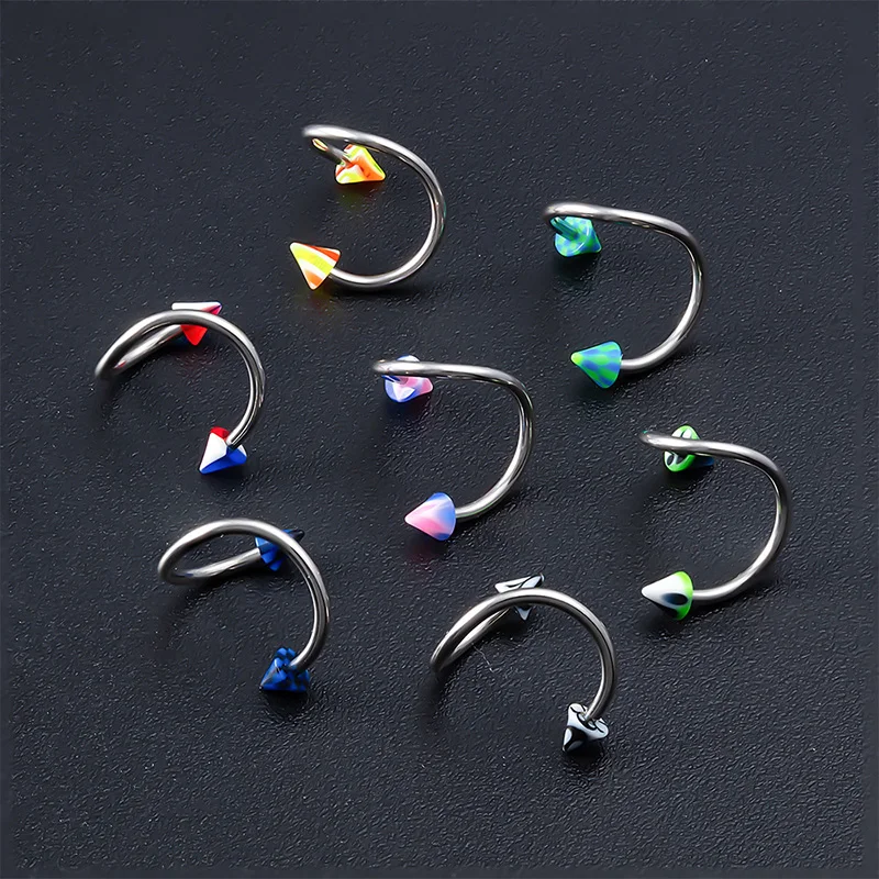 

Body Piercing Jewelry Eyebrow Nail Twist Ring Random Color Personality Ear Bone Nail Acrylic Ball Stainless Steel Rod Lip Ring