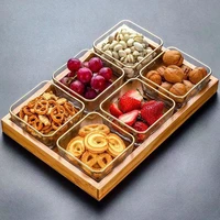 japanese style bamboo ware nuts platter dessert divider glass plate fruit snack household snacks candy dried fruit box 6 grids