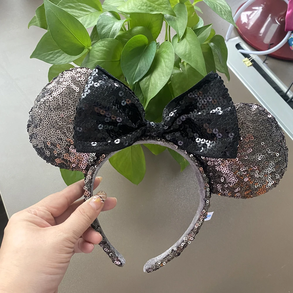 2022 New Disney Minnie Ear Headband For Women Disneyland Mickey Ears Plush Sequin Birthday Gift Party Cosplay Girls Accessories