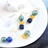diy jewelry accessories materials color transparent double hole hollow glass earrings earrings pendant pendant