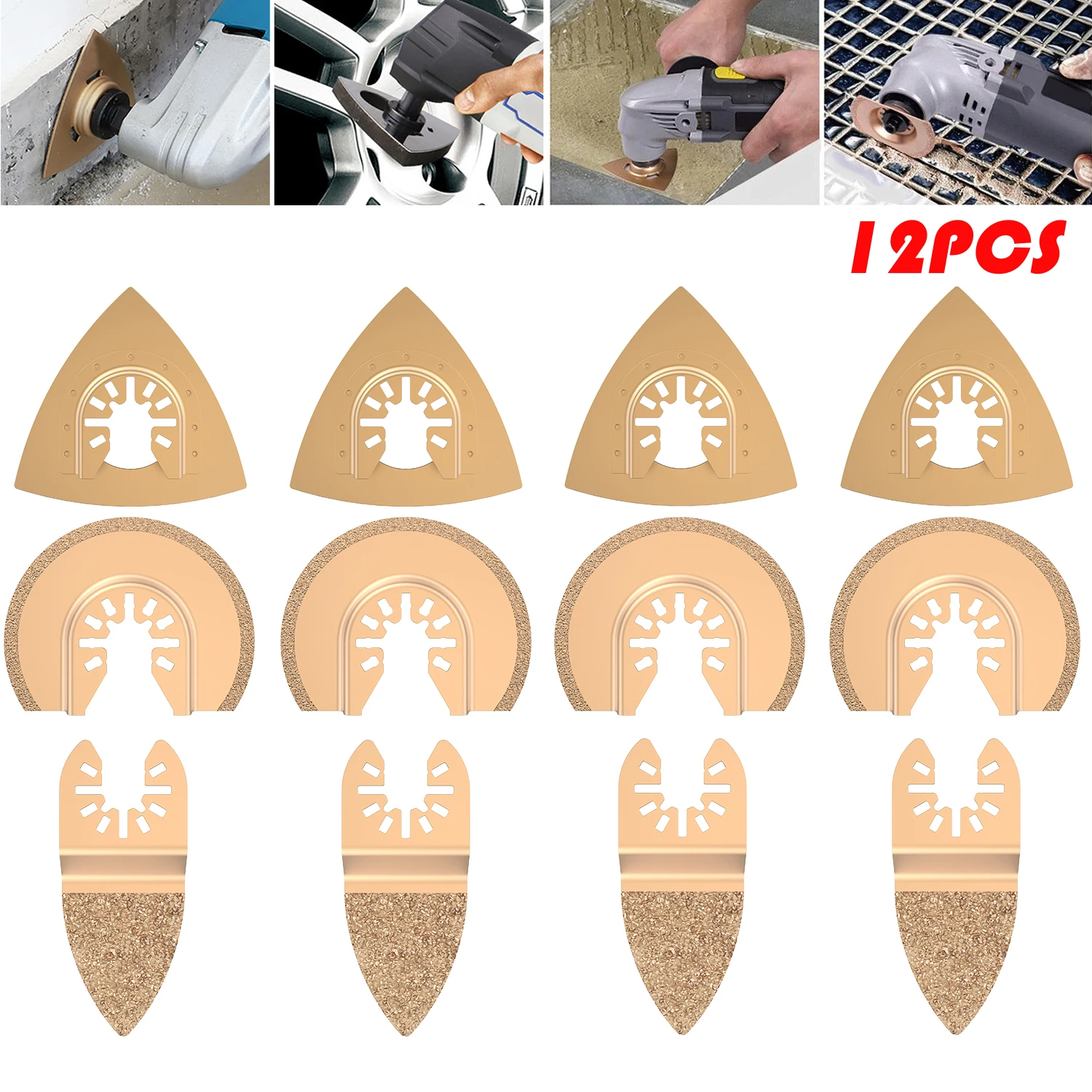 12/8/6/5PCS Carbide Oscillating Saw Blades Triangle Rasp Saw Tool For Rough Sanding Fillers Tile Ceramics Multitool Saw Blade