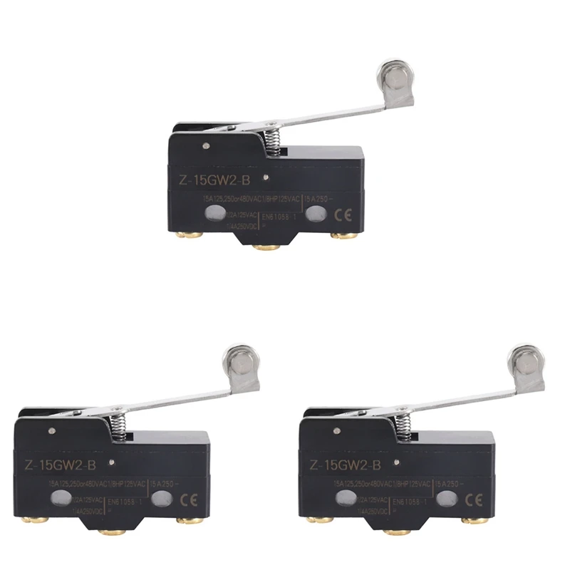 

3X Panel Mount Long Hinge Roller Lever Ac Dc Basic Micro-Switch Z-15Gw2-B